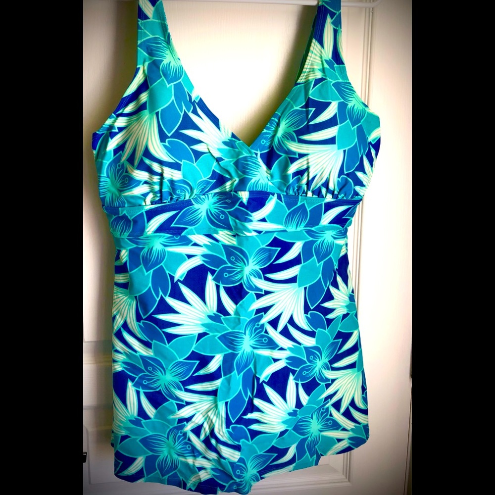Teal, and blue floral swimsuit!